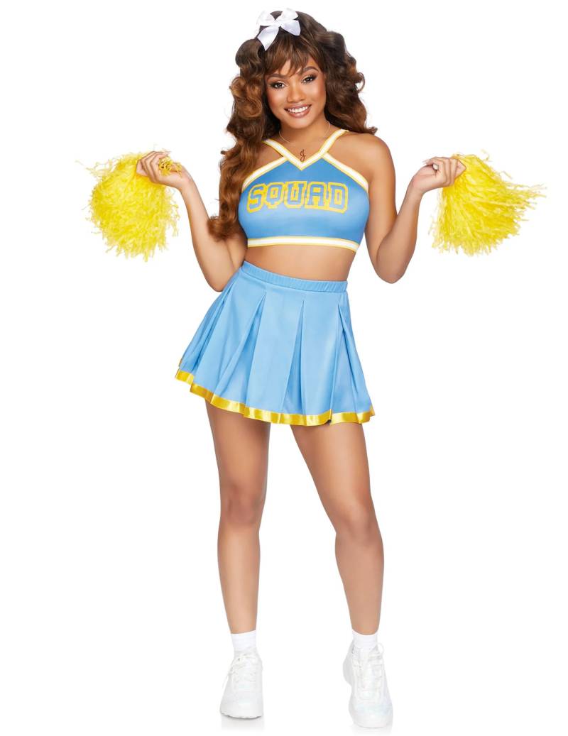 Cheerleader-Kostüm für Damen Karnevalskostüm blau-gelb von LEG-AVENUE