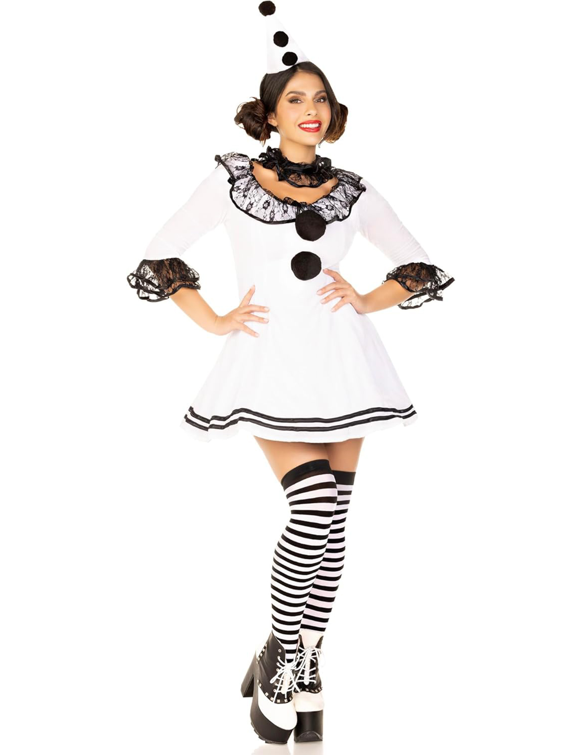 Clownfrau-Damenkostüm schwarz-weiß Clownfrau-Damenkostüm schwarz-weiß von LEG-AVENUE