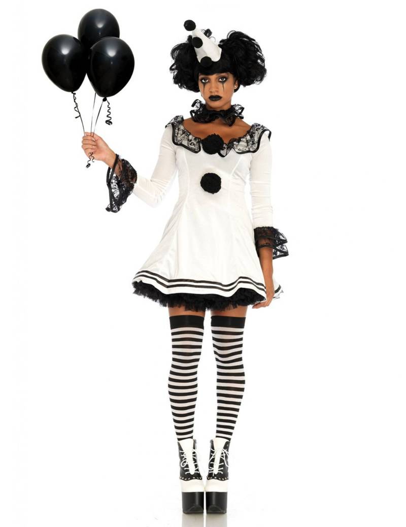 Clownfrau-Damenkostüm schwarz-weiß von LEG-AVENUE