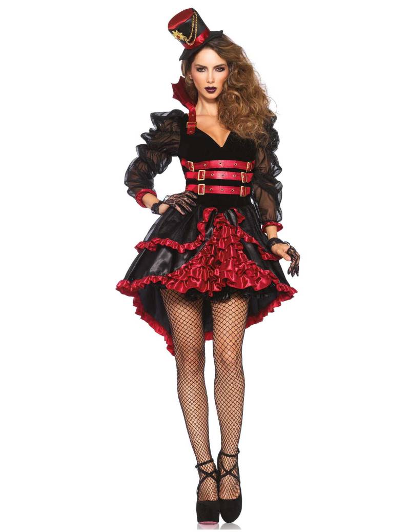 Heisse Steampunk Vampirin Damenkostüm schwarz-rot von LEG-AVENUE