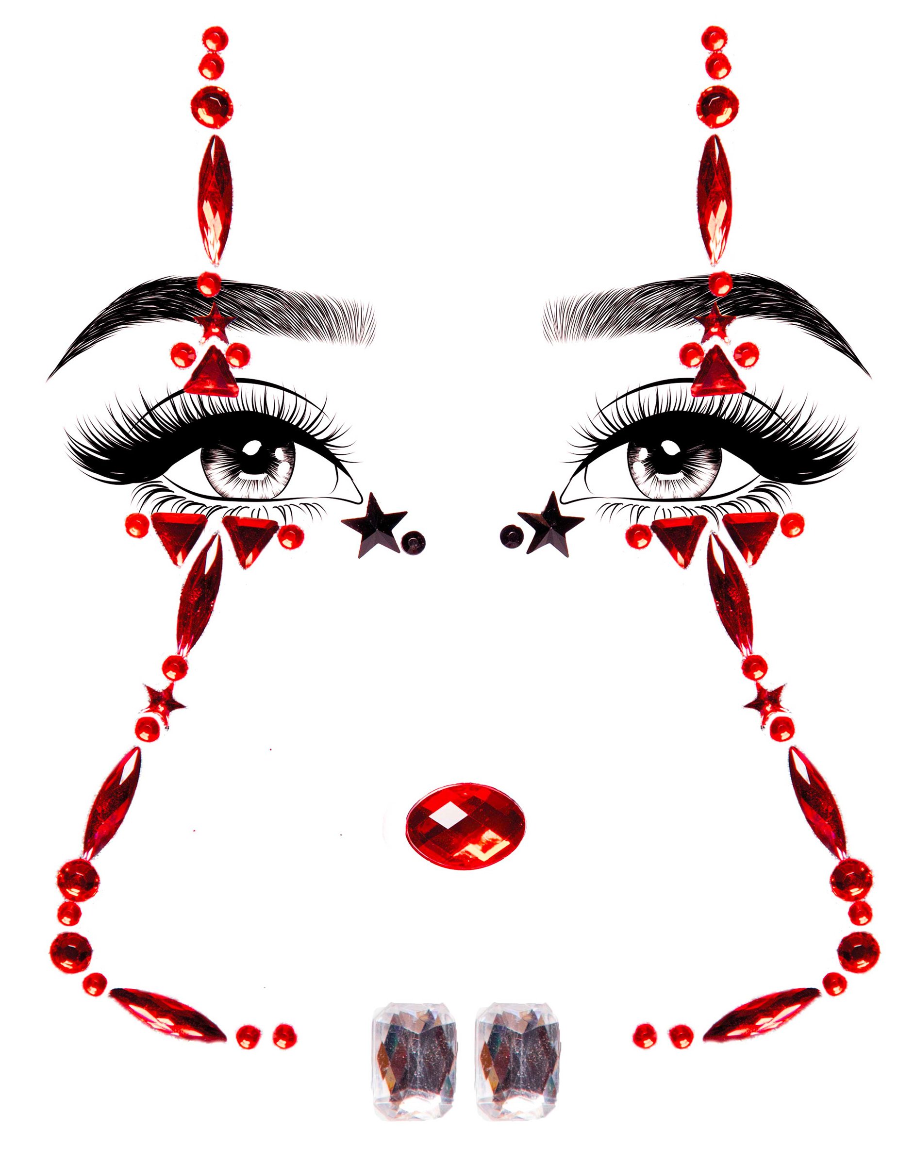 Horrorclown-Glitzersteine für Damen Halloween-Make-up rot Horrorclown-Glitzersteine für Damen Halloween-Make-up rot von LEG-AVENUE