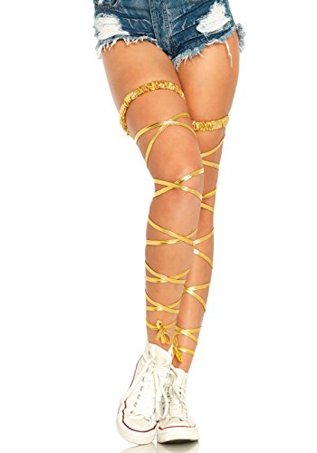 LEG AVENUE 1938 - Lame garter leg wraps, Einheitsgröße (Gold) von LEG AVENUE