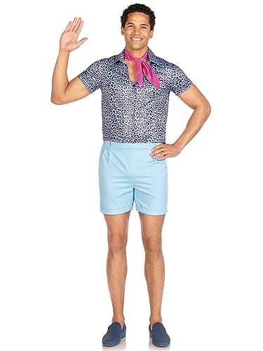LEG AVENUE 3 PC Mr Malibu, includes button up leopard print shirt, elastic waist shorts with pockets, and neck scarf von LEG AVENUE