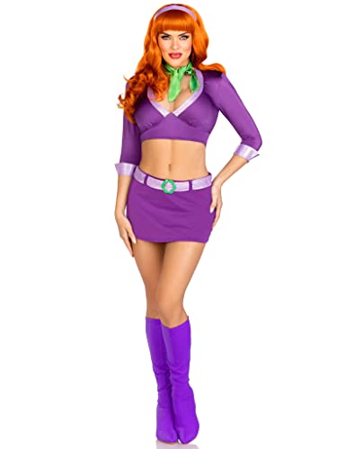 LEG AVENUE 4 PC Meddling Cutie, includes crop top, skirt with attached belt, neck scarf, and headband von LEG AVENUE