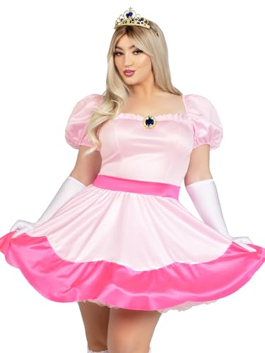 LEG AVENUE 4-teilige rosa Prinzessin, mit Paillettenbesatz, Brosche, Handschuhen und Krone, Rosa, Größe 3X-4X LEG AVENUE 4-teilige rosa Prinzessin, mit Paillettenbesatz, Brosche, Handschuhen und Krone, Rosa, Größe 3X-4X von LEG AVENUE