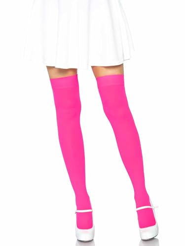 LEG AVENUE 6672 - Nylon Thigh Highs, Einheitsgröße (Neon Pink) von LEG AVENUE