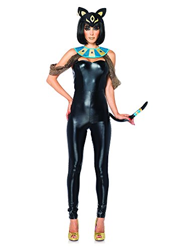 LEG AVENUE 85298 - Ägyptische Katzengöttin Kostüm Set, 3-teilig, Größe L, schwarz von LEG AVENUE