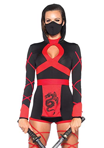 LEG AVENUE 85401 - Dragon Ninja Damen kostüm, Größe Medium (EUR 38), Karneval Fasching, Black & Red von LEG AVENUE