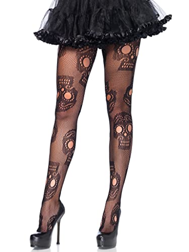 LEG AVENUE 9982 - Sugar skull net pantyhose, Einheitsgröße (Schwarz) von LEG AVENUE