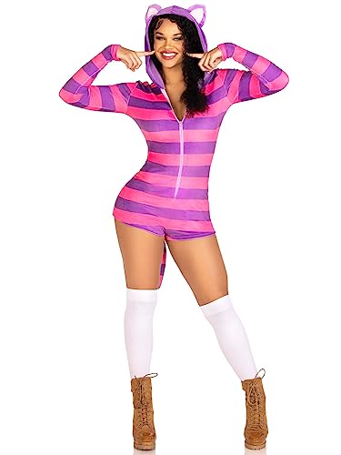 LEG AVENUE Comfy Cheshire, features ultra-soft velvet plush zip up romper with tail and ear hood von LEG AVENUE