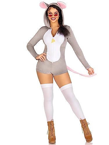 LEG AVENUE Comfy Mouse, features ultra-soft velvet plush zip up romper with cheese zipper pull, tail, and ear hood von LEG AVENUE
