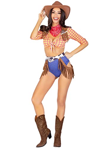 LEG AVENUE Damen-Kostüm, verspielt, Cowboy, Halloween, mit rotem Bandana, Größe S von LEG AVENUE