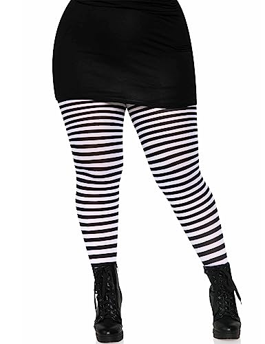 LEG AVENUE Plus Size Strumpfhose weiß-schwarz gestreift - Kostümaccessoire für Frauen (Plus Size) zu Halloween oder Gothic-Mottopartys - Locker, 60% Polyester / 40% Nylon, XXXL/XXXXL LEG AVENUE Plus Size Strumpfhose weiß-schwarz gestreift - Kostümaccessoire für Frauen (Plus Size) zu Halloween oder Gothic-Mottopartys - Locker, 60% Polyester / 40% Nylon, XXXL/XXXXL von LEG AVENUE
