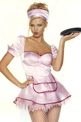 Leg Avenue - 2-Teiler Diner Girl Kostüm mit Haarreifen und Bügel-Schürzenkleid - M - Rosa - 83016 Leg Avenue - 2-Teiler Diner Girl Kostüm mit Haarreifen und Bügel-Schürzenkleid - M - Rosa - 83016 von LEG AVENUE