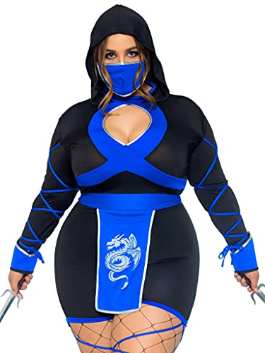 Leg Avenue Damen Ninja-Kostüm Drache, Übergröße, Schwarz/Blau, 2X Leg Avenue Damen Ninja-Kostüm Drache, Übergröße, Schwarz/Blau, 2X von LEG AVENUE