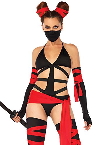 Leg Avenue Killer Ninja Kostüm, schwarz, rot, Größe: X-Small (EUR 34) von LEG AVENUE