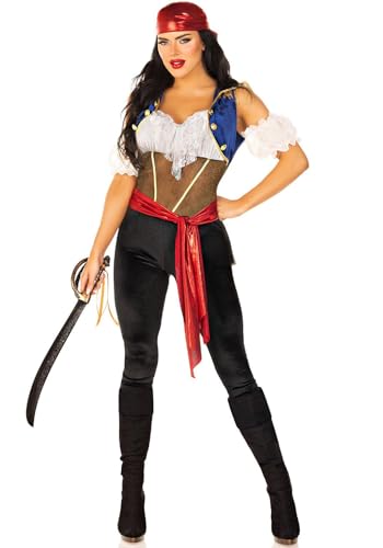 Leg Avenue Ravishing Pirate Catsuit Damen-Kostüm, L von LEG AVENUE