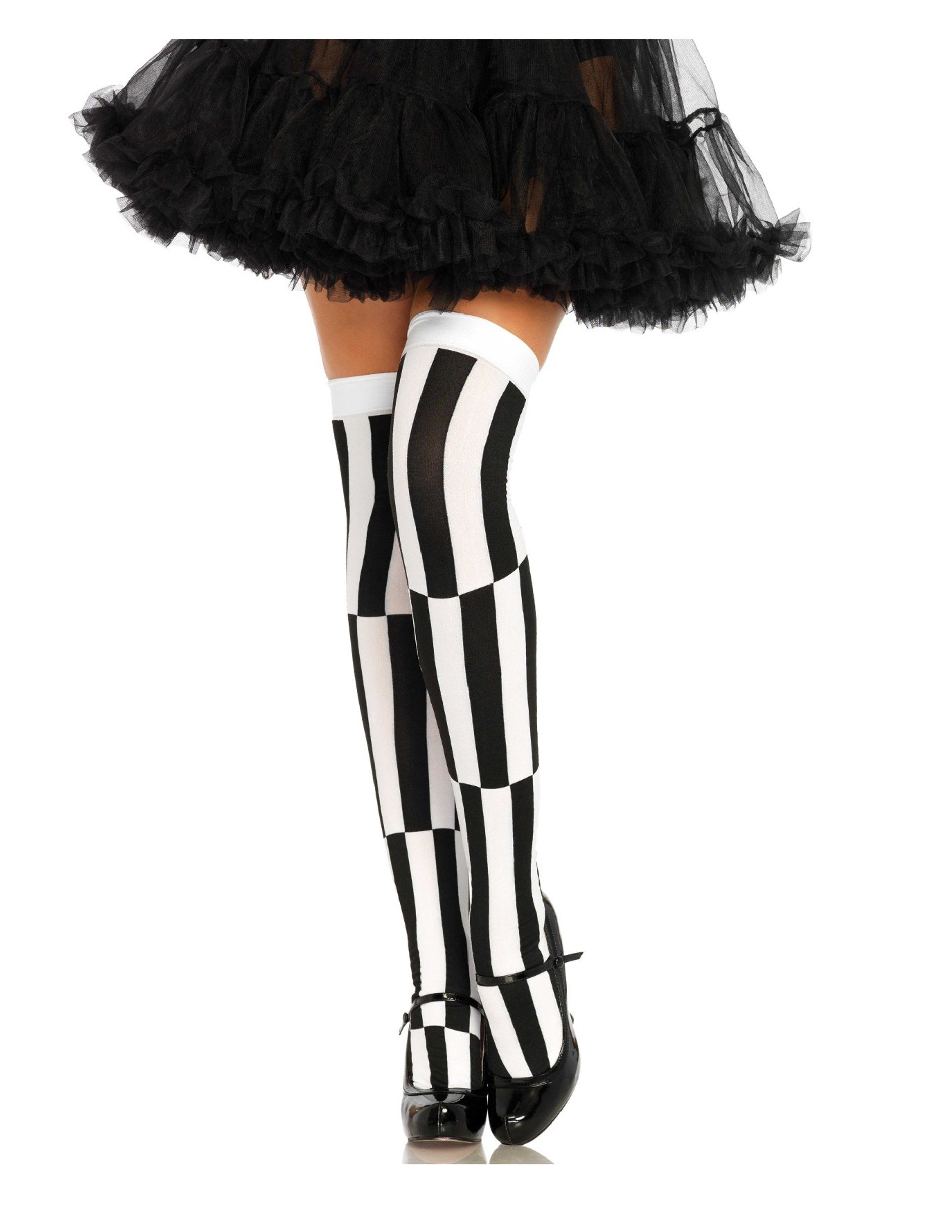 Overkneestrümpfe für Damen gestreift Accessoire schwarz-weiss Overkneestrümpfe für Damen gestreift Accessoire schwarz-weiss von LEG-AVENUE