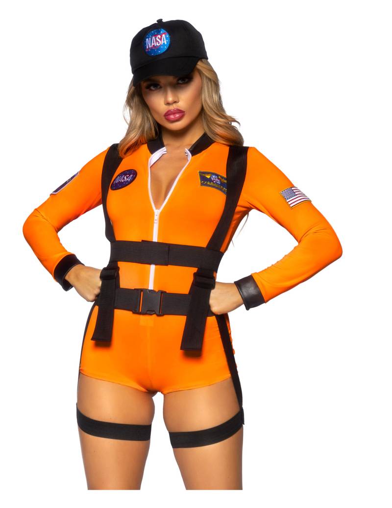 Sexy Astronautin Damenkostüm NASA Orange-Schwarz von LEG-AVENUE