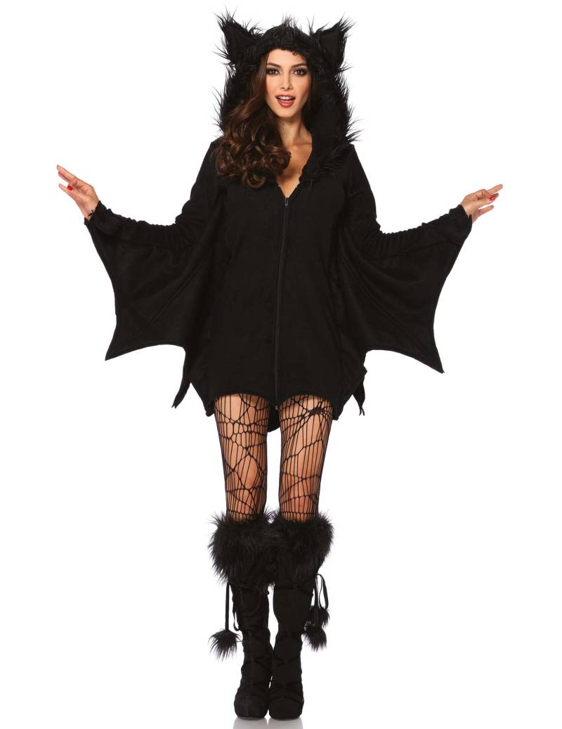 Süsse Fledermaus Halloween-Damenkostüm schwarz von LEG-AVENUE