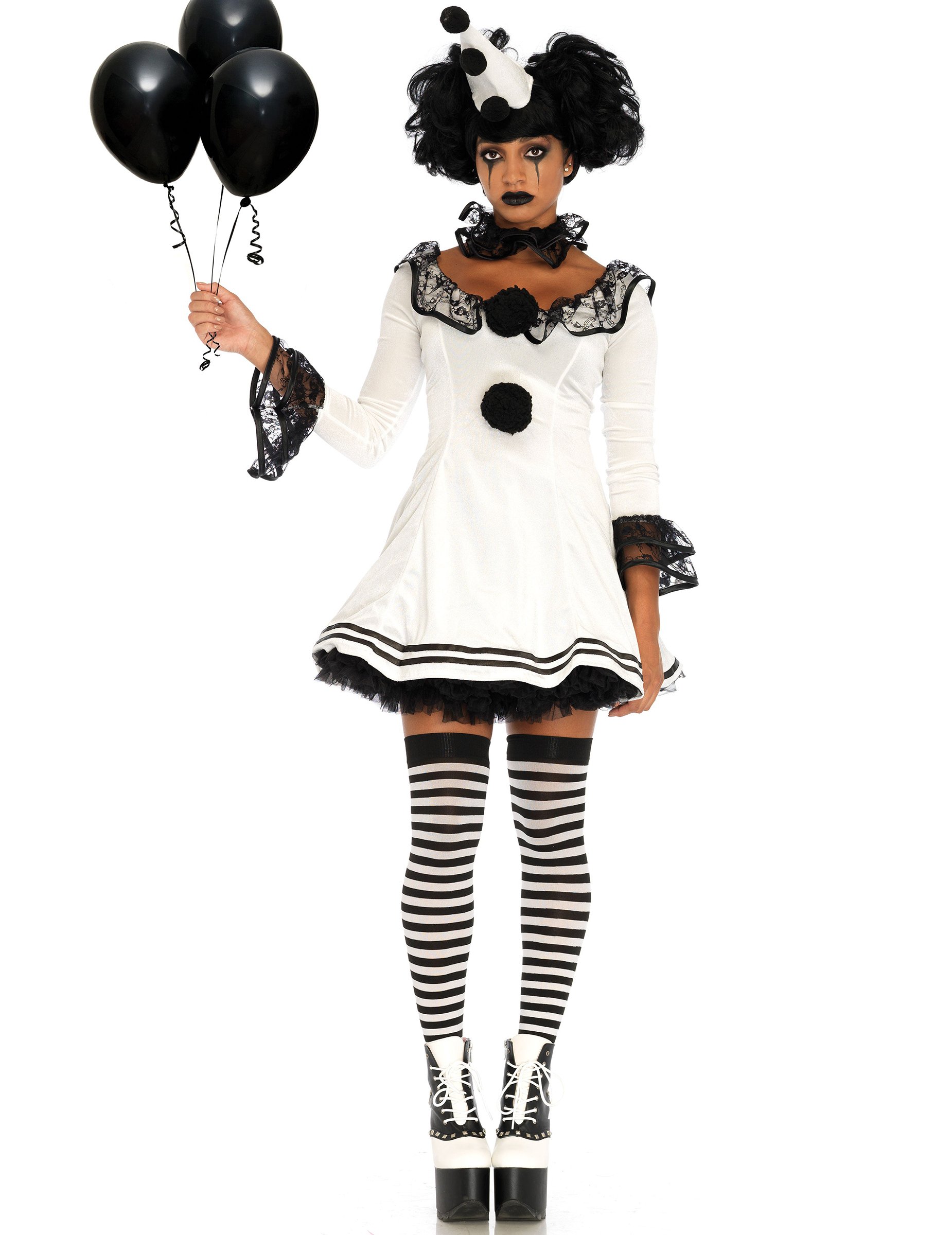 Weißes verführerisches Pierrot Kostüm für Damen in Plus Size von LEG-AVENUE