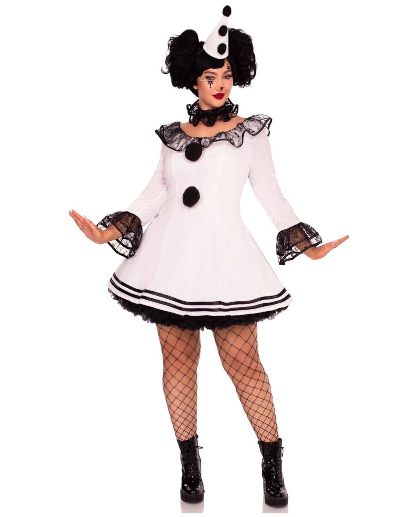 Weißes verführerisches Pierrot Kostüm für Damen in Plus Size von LEG-AVENUE