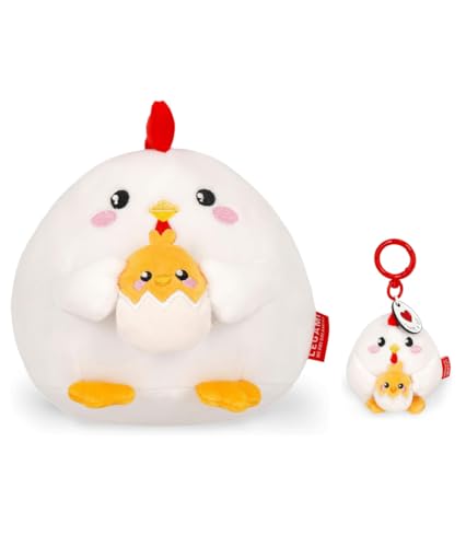LEGAMI - Super Soft Plush Plüsch, Huhn Thema, Mini Größe, mit personalisierbarer ID Karte, 14x15x12 cm, White Schlüsselanhänger Super Soft! Huhn Motiv von LEGAMI