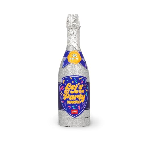 Legami - Maxi Bottle Party Popper, Flasche Konfetti, Farbe Silber, Produkt mit Unterdruckinhalt, mehrfarbiges Papier-Konfetti von LEGAMI