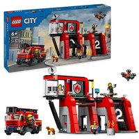 LEGO City 60414 Feuerwehrstation mit Drehleiterfahrzeug, Feuerwehr-Spielzeug von LEGO® GmbH