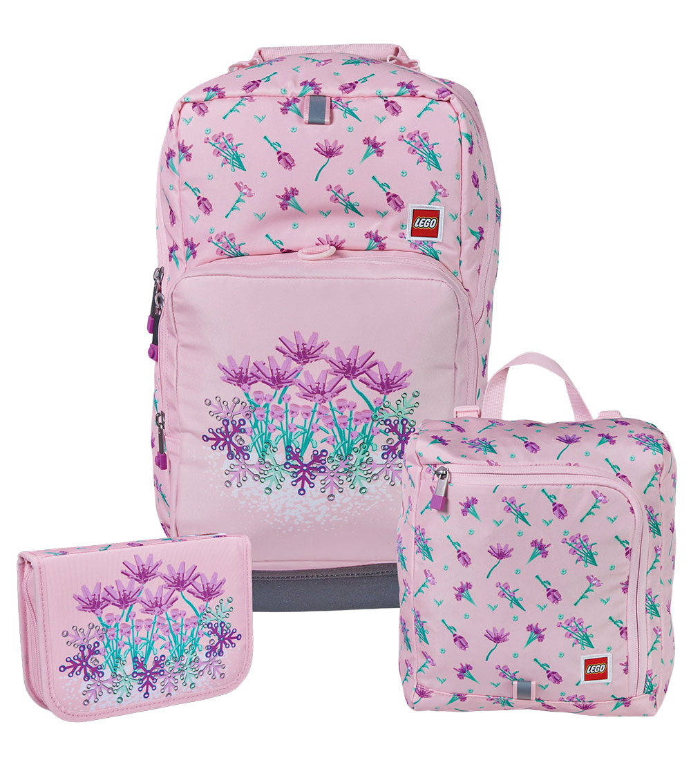 LEGO® Schulranzen-Set - Blumen - Optimo - 20,5 L - Rosa - LEGO® Tasker - One Size - Schulranzen von LEGO® Tasker