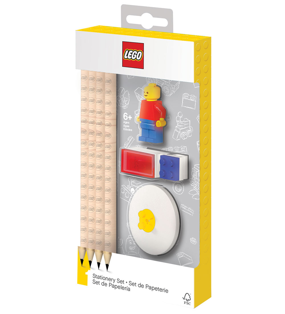 LEGO® Schreibwaren-Bleistiftset - 8 Teile - Rot/Blau m. Minifigu - LEGO® - One Size - Bleistifte von LEGO®