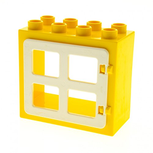 1 x Lego Duplo Haus Fenster Tür Rahmen gelb flach ohne Clip Halter 2x4x3 Klappe 4 Scheiben gleich gross weiss ohne Clip 90265 61649 1 x Lego Duplo Haus Fenster Tür Rahmen gelb flach ohne Clip Halter 2x4x3 Klappe 4 Scheiben gleich gross weiss ohne Clip 90265 61649 von LEGO