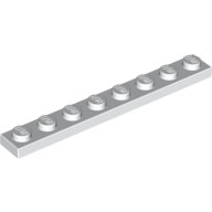 10 Stück LEGO "Platte 1x8" in Weiss. von LEGO