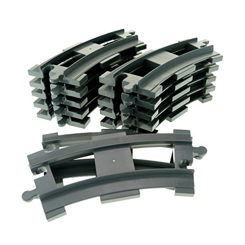 12 x Lego Duplo Schienen gebogen Kurve neu-dunkel grau Schiene Eisenbahn Zug Lok 6378 von LEGO