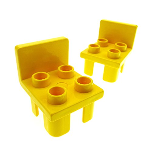 2 x Lego Duplo Stuhl gelb 4 Noppe Sitz Stühle Küche Wohnzimmer Schlafzimmer Puppenhaus Möbel 6478 von LEGO