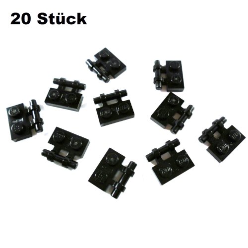 LEGO 20 Stück Platte 2x1 Noppen mit Clipstange offen in Schwarz. von LEGO