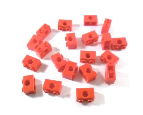 20 Stück LEGO TECHNIC "Stein 1x2 Noppen mit Loch" in Rot. von LEGO