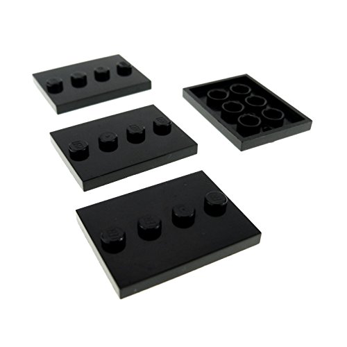 4 x Lego System Bau Platte schwarz 3 x 4 Fliese mit 4 Noppen in der Mitte Figur Base Stand 88646 von LEGO