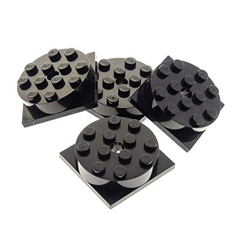 4 x Lego System Rund Stein schwarz 4 x 4 Drehscheibe Teller mit Platte Scheibe Turntable 3403 c01 von LEGO