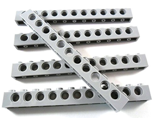 5 Stück LEGO TECHNIC "Stein 1x12 Noppen mit Löcher" in Neu-Hellgrau. von LEGO