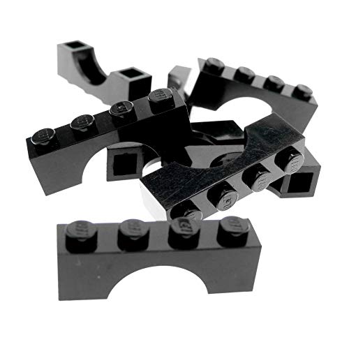 8 x Lego System Bogenstein schwarz 1 x 4 Bögen rund Bogen Brücke Burg Tor Castle Arch 3659 von LEGO
