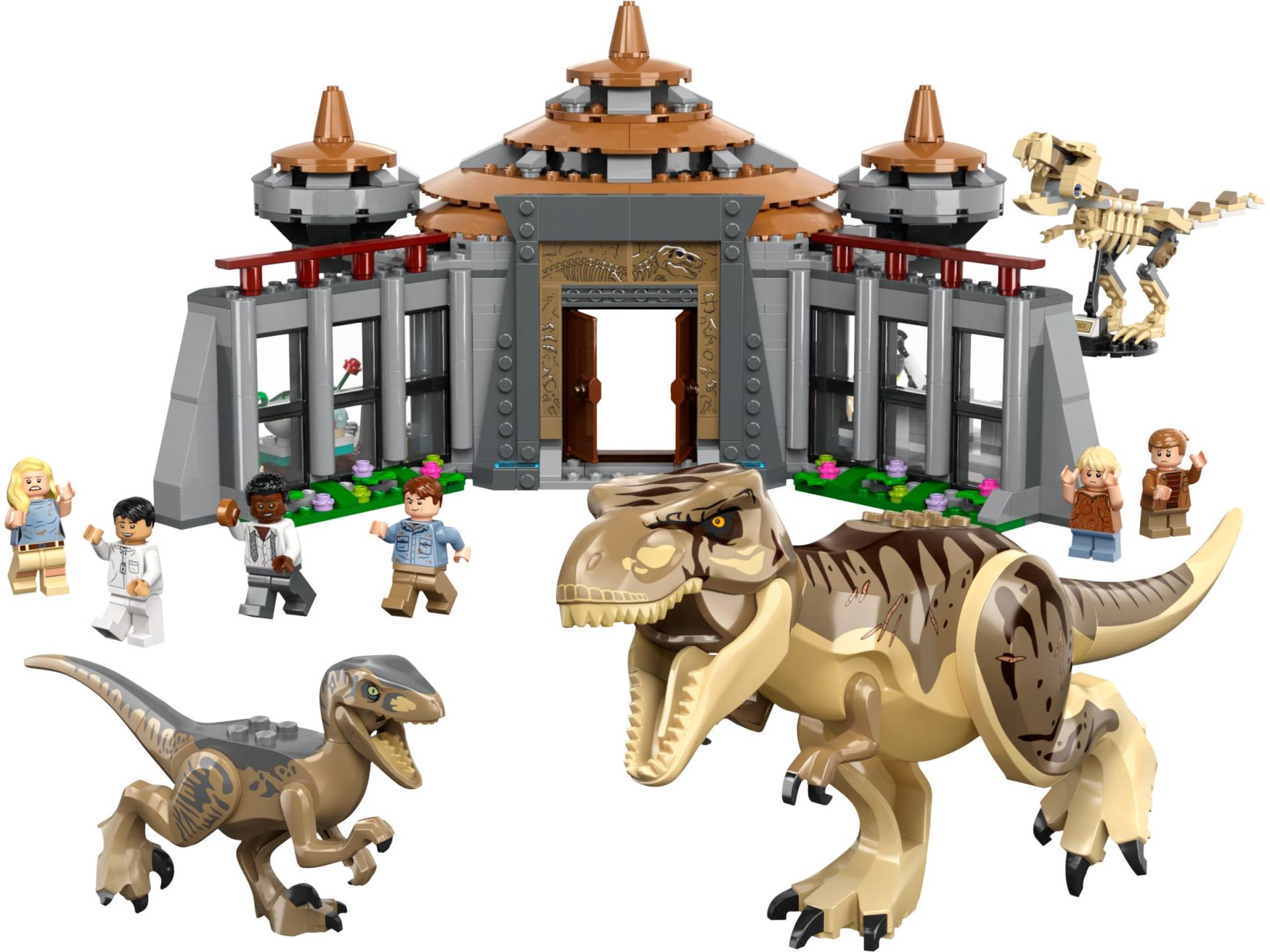 Angriff des T. rex und des Raptors aufs Besucherzentrum von LEGO