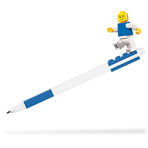 IQ LEGO Briefpapier-Brieffreund – blauer LEGO-Gelstift und klassische Minifigur von IQ