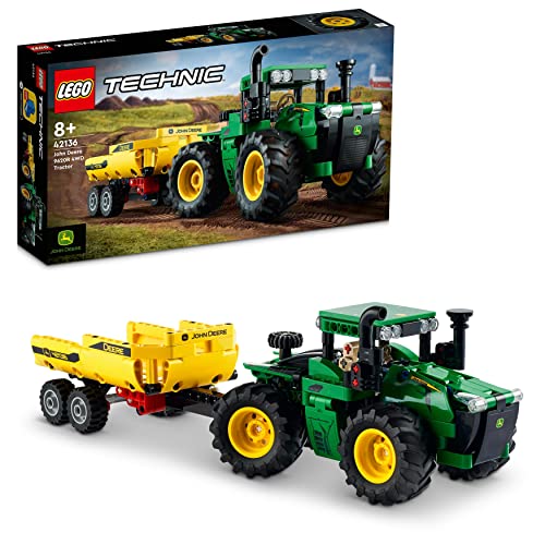 LEGO Technic John Deere 9620R 4WD Tractor, mit kippbarem Anhänger, klassisches Bauernhofspielzeug für Kinder, Jungen und Mädchen ab 8 Jahren, Sammlermodellbausatz 42136 von LEGO