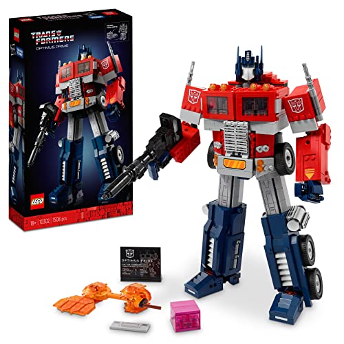 LEGO Icons Optimus Prime Set, 2in1 Roboter-Figur und LKW-Modell, Transformers-Spielzeug-Modellbausatz für Erwachsene, Geschenk zum Geburtstag oder Weihnachten für Männer, Frauen, Sie und Ihn 10302 von LEGO