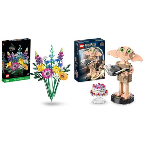 LEGO 10313 Icons Wildblumenstrauß Set, Künstliche Blumen mit Mohn und Lavendel & 76421 Harry Potter Dobby der Hauself Set, bewegliche ikonische Figur LEGO 10313 Icons Wildblumenstrauß Set, Künstliche Blumen mit Mohn und Lavendel & 76421 Harry Potter Dobby der Hauself Set, bewegliche ikonische Figur von LEGO