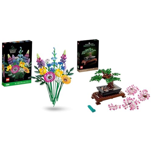 LEGO 10313 Icons Wildblumenstrauß-Set & 10281 Icons Bonsai Baum, Kunstpflanzen-Set zum Basteln für Erwachsene, Zimmerdeko, Geschenkidee, Botanik-Kollektion, Home Deko LEGO 10313 Icons Wildblumenstrauß-Set & 10281 Icons Bonsai Baum, Kunstpflanzen-Set zum Basteln für Erwachsene, Zimmerdeko, Geschenkidee, Botanik-Kollektion, Home Deko von LEGO