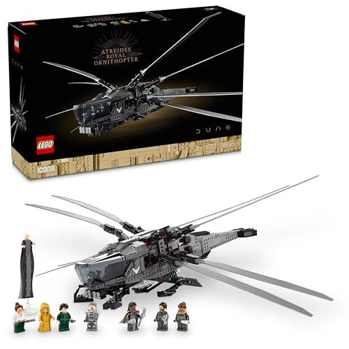 LEGO Icons Dune Atreides Royal Ornithopter, Set zum Sammeln für Erwachsene, Film-Geschenk, Modell-Flugzeug mit 8 Figuren, darunter Paul Atreides und Baron Harkonnen, Vatertagsgeschenk für Papa 10327 von LEGO