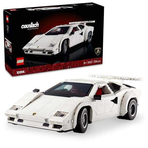 LEGO Icons 10337 Lamborghini Countach 5000 Quattrovalvole - Seltenes Set für Sammler | Detailliertes Modell mit Flügeltüren | 1980er Supersportwagen Auto Fans von LEGO