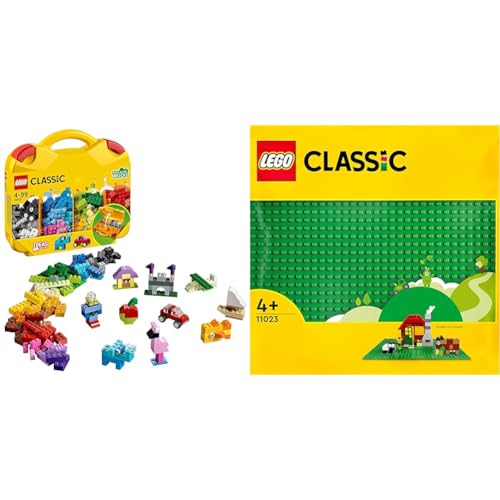 LEGO 10713 Classic Bausteine Starterkoffer & 11023 Classic Grüne Bauplatte, quadratische Grundplatte mit 32x32 Noppen als Basis für Konstruktionen und für weitere Sets von LEGO